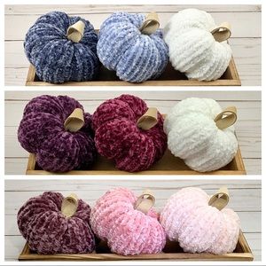 Handmade Knit Velvet Decorative Pumpkin 15 Colors